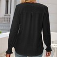 thumbnail image 5 of IROINID Reduced Womens Long Sleeve V-Neck Shirts Lounge Comfortable Solid Color Ruffle Sleeve Tops Blouse,Black, 5 of 5