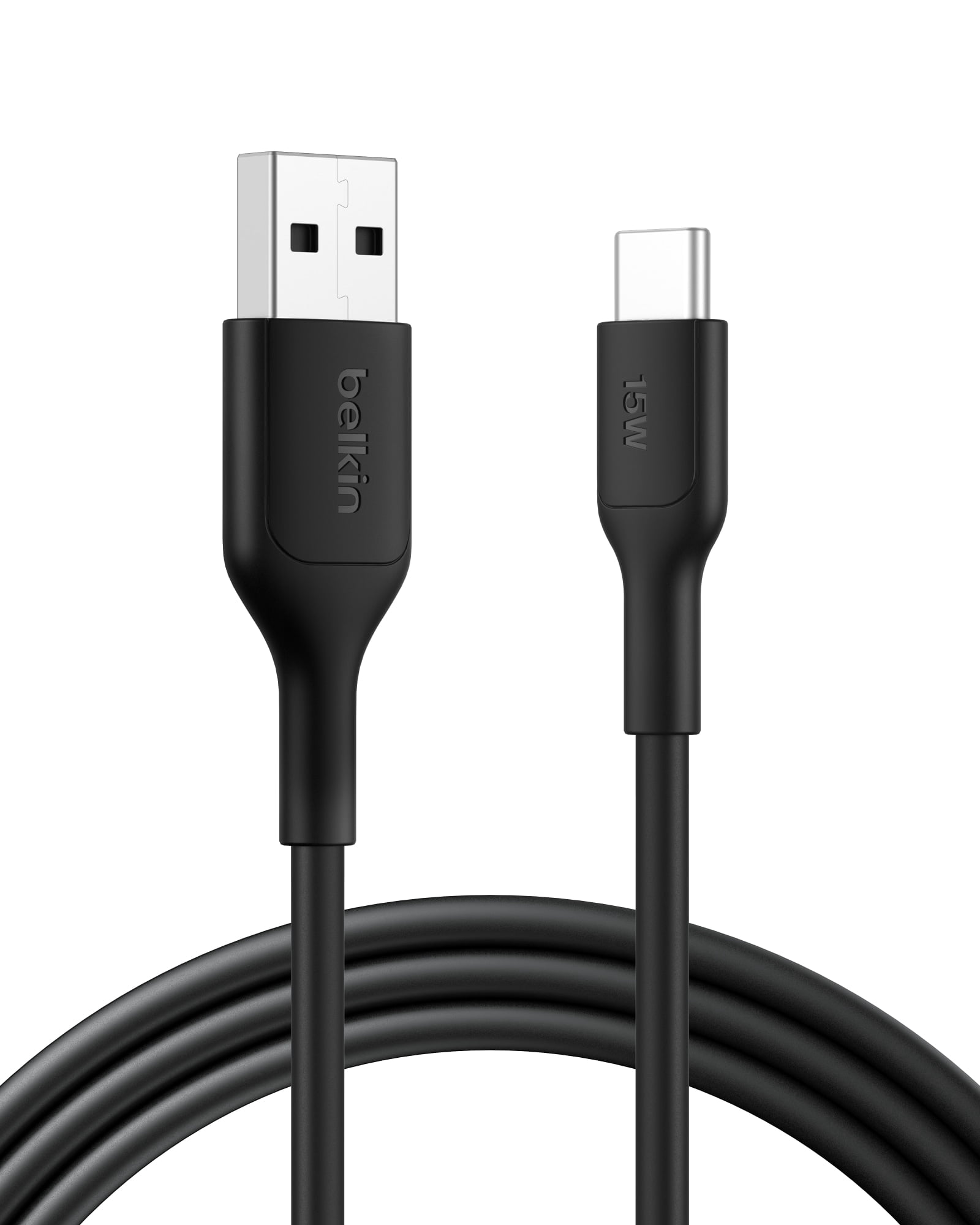 Belkin BoostCharge Eco USB A to USB C Cable (2M/6.6ft. 15W) - Soft, Flexible Fast Charging Cable, Type C Charger Cord for iPhone 16 & 15 Series, Galaxy S25, Pixel 9, iPad Pro, & More - Black (USB 2.0)
