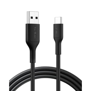 Belkin BoostCharge Eco USB A to USB C Cable (2M/6.6ft. 15W) - Soft, Flexible Fast Charging Cable, Type C Charger Cord for iPhone 16 & 15 Series, Galaxy S25, Pixel 9, iPad Pro, & More - Black (USB 2.0)