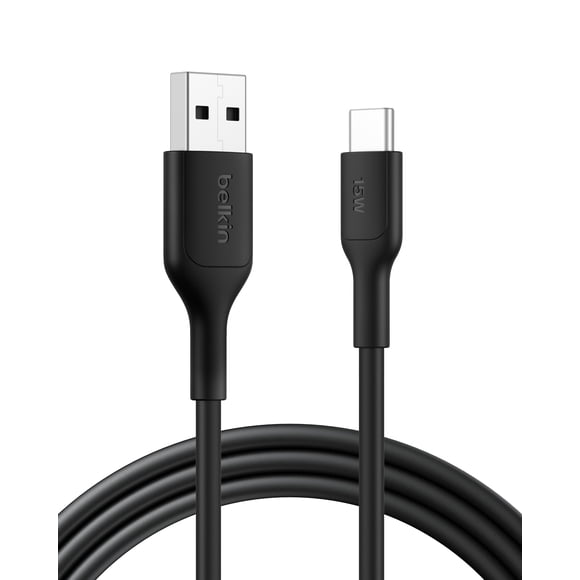 Belkin BoostCharge Eco USB A to USB C Cable (2M/6.6ft. 15W) - Soft, Flexible Fast Charging Cable, Type C Charger Cord for iPhone 16 & 15 Series, Galaxy S25, Pixel 9, iPad Pro, & More - Black (USB 2.0)