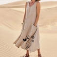 thumbnail image 1 of TIMIFIS Robes de Printemps pour Femmes Coton Lin Sans Manches Longue Robe Grande Taille Débardeur Maxi Robes Soleil avec Poches Été Plage Vacances, 1 of 5