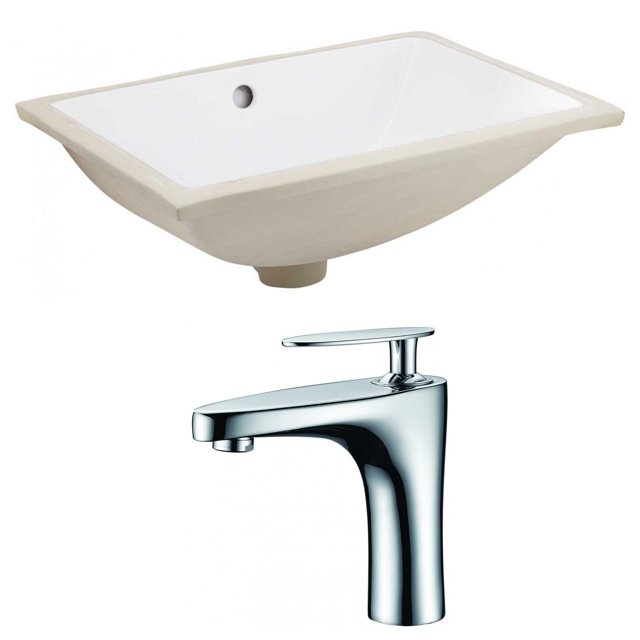 18.25-in. W CUPC Rectangle Bathroom Undermount Sink Set In White - Chrome Hardware AI-22876