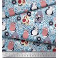 thumbnail image 3 of Soimoi Georgette Viscose Fabric Spiral,Floral & Cat Cartoon Decor Fabric Printed Yard 42 Inch Wide, 3 of 3