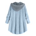thumbnail image 3 of Womens Cardigan Plus Size Button Plush Tops Hooded Loose Cardigan Wool Coat Winter Jacket Navy Xl, 3 of 3