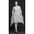 thumbnail image 2 of Bimba Kurti Asymétrique à Imprimé Floral Rose Verte et Renoncule pour Femmes, Robe d'Été Indienne Tunique, XX-Grand, 2 of 6