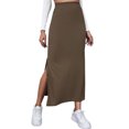 thumbnail image 2 of Slit Long Skirt, Bodycon Long Skirt Easy Matching Versatile  For Party Green,Red,Brownness,Brown,Black, 2 of 6