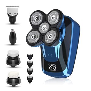Rasoirs électriques pour hommes Bald Head Shaver LED Affichage 5-in-1 Accélérer la charge 5D Floating étanche Éclectrique Rotary Shaver avec Clipper Nez de cheveux visage propre étanche