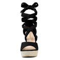 thumbnail image 3 of BLISSFUL STEP Sandales Compensées à Plateforme Espadrilles à Lacets Unies pour Femmes, 3 of 7