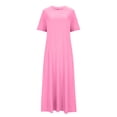 thumbnail image 4 of AherBiu Robe pour Femmes Décontractée à Col Rond, Robe Maxi Fluide à Manches Courtes, Robe Longue Ample avec Poches, 4 of 6