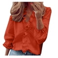 thumbnail image 2 of Qertyioot Femmes Décontracté Manches Longues Col en V Hauts Taille Vêtements pour Femmes, 2 of 8