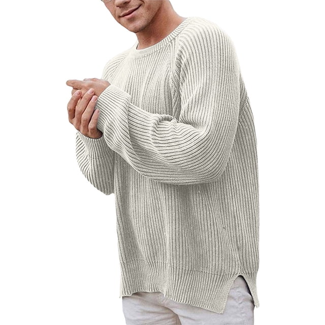 PMUYBHF Homme Hommes Veste en Jean Noire Chandail à Capuchon Uni et Hiver Automne Manche Col Rond Cardigan Chandail Blouse Chandail Long pour Homme Chandails pour Homme Pulls TG