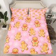 thumbnail image 2 of Christmas Gingerbread King Sheet Set,Cute Gingerbread Man Bed Sheets Set,Xmas Snowflake Flat Fitted Sheet Girls Christmas Gift Sheets,Pink Christmas Decoration, 2 of 6