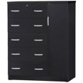 thumbnail image 1 of Pemberly Row Armoire Haute Moderne en Bois à 5 Tiroirs, Noire, 1 of 2