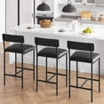 thumbnail image 1 of Kojooin Bar Stools Set of 2, Kitchen Bar Stools with Footrest, 25.5 Inches Upholstered Bar Chairs with Back, Counter Height Barstools for Counter Bar, Island, Easy Assembly, Rustic Brown, 1 of 6
