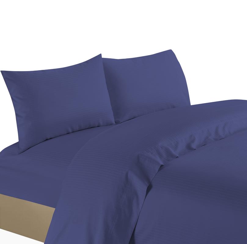 Life Style 1200 Thread Count 100% Egyptain Cotton 4-Piece Deep Pocket Stripe Sheet Set (Full, Navy)