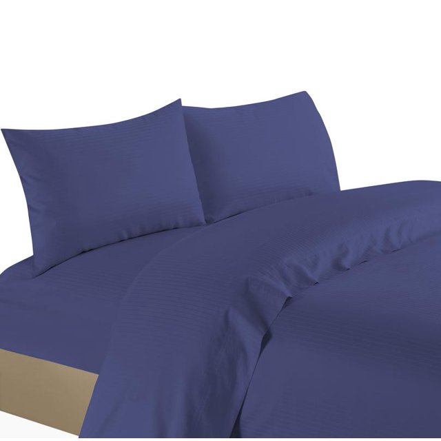Life Style 1200 Thread Count 100% Egyptain Cotton 4-Piece Deep Pocket Stripe Sheet Set (King, Navy)