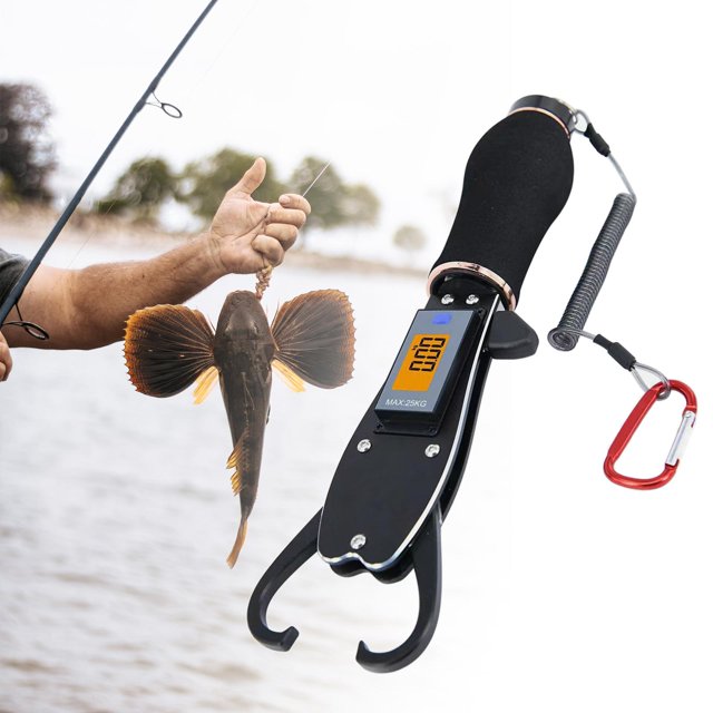 Fish Gripper with Digital Fish Scale, Saltwater Resistant, Portable Aluminum Alloy Fish Lip Gripper, Fishing Gear Gift