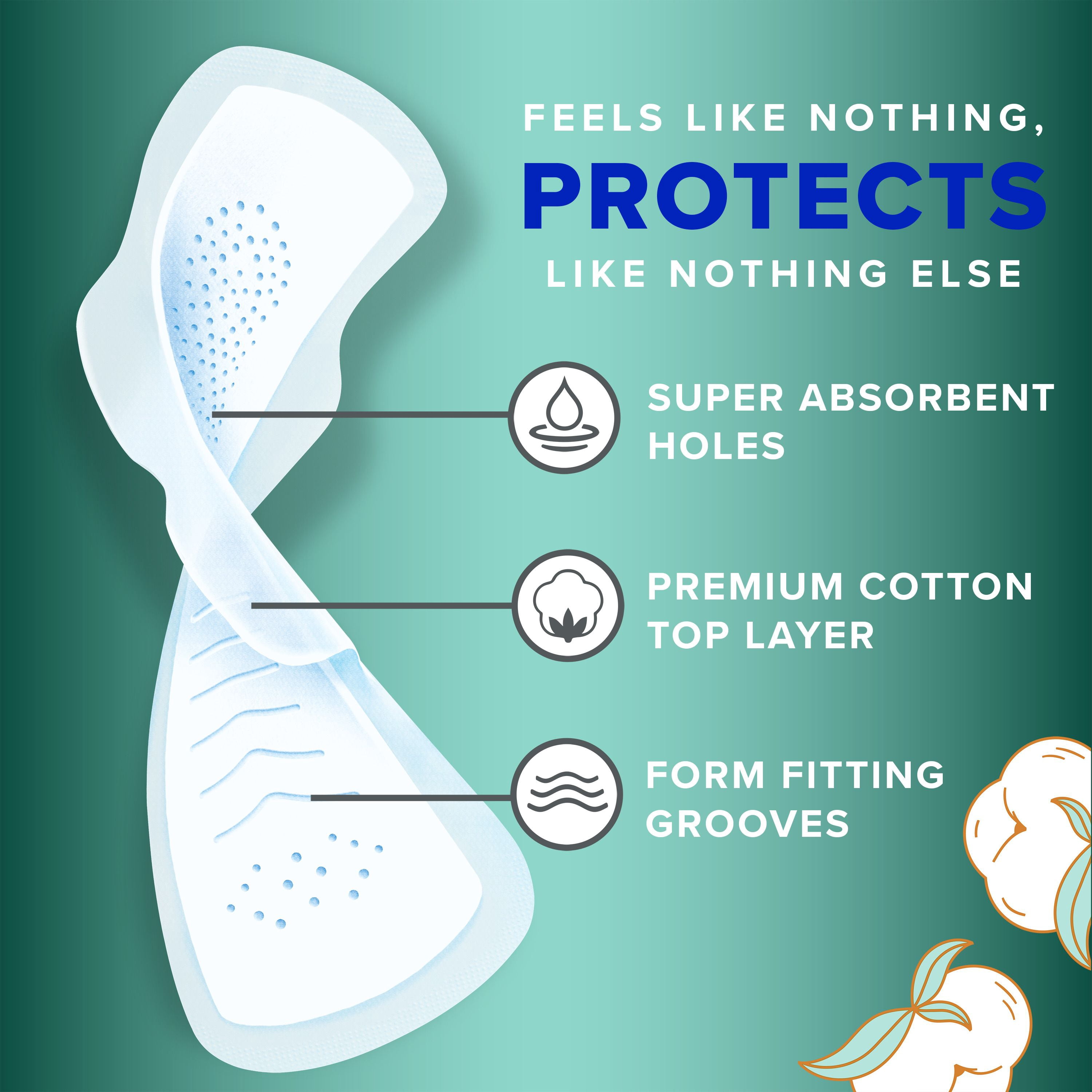 Always Coton Pur Serviettes Hygiéniques pour Femmes, Taille 5, de Nuit, Flux Très Abondant, avec Ailes, Non Parfumées