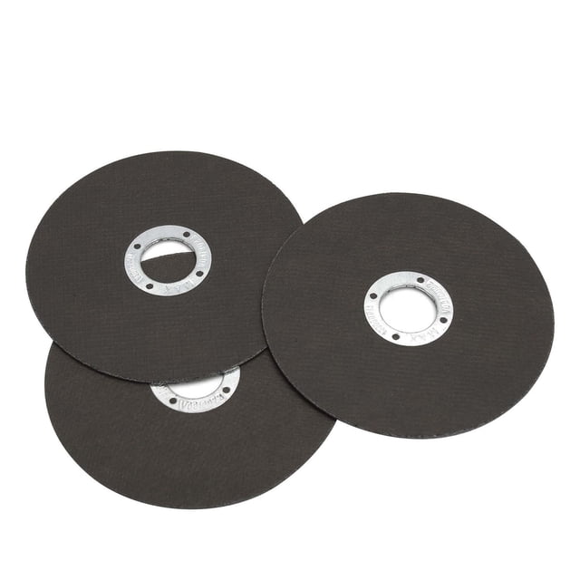WorkPro Roue de Coupe en Métal de 4,5 Pouces - Ensemble de 3 Pcs avec Trois Disques de Coupe en Carbure de Silicium Noir Comprenant des Trous d'Arbre Argentés de 7/8 Pouces, Doublement Renforcés pour une Durabilité Accrue, Convient aux Accessoires de Meuleuse dans les applications de Coupe en Métal.