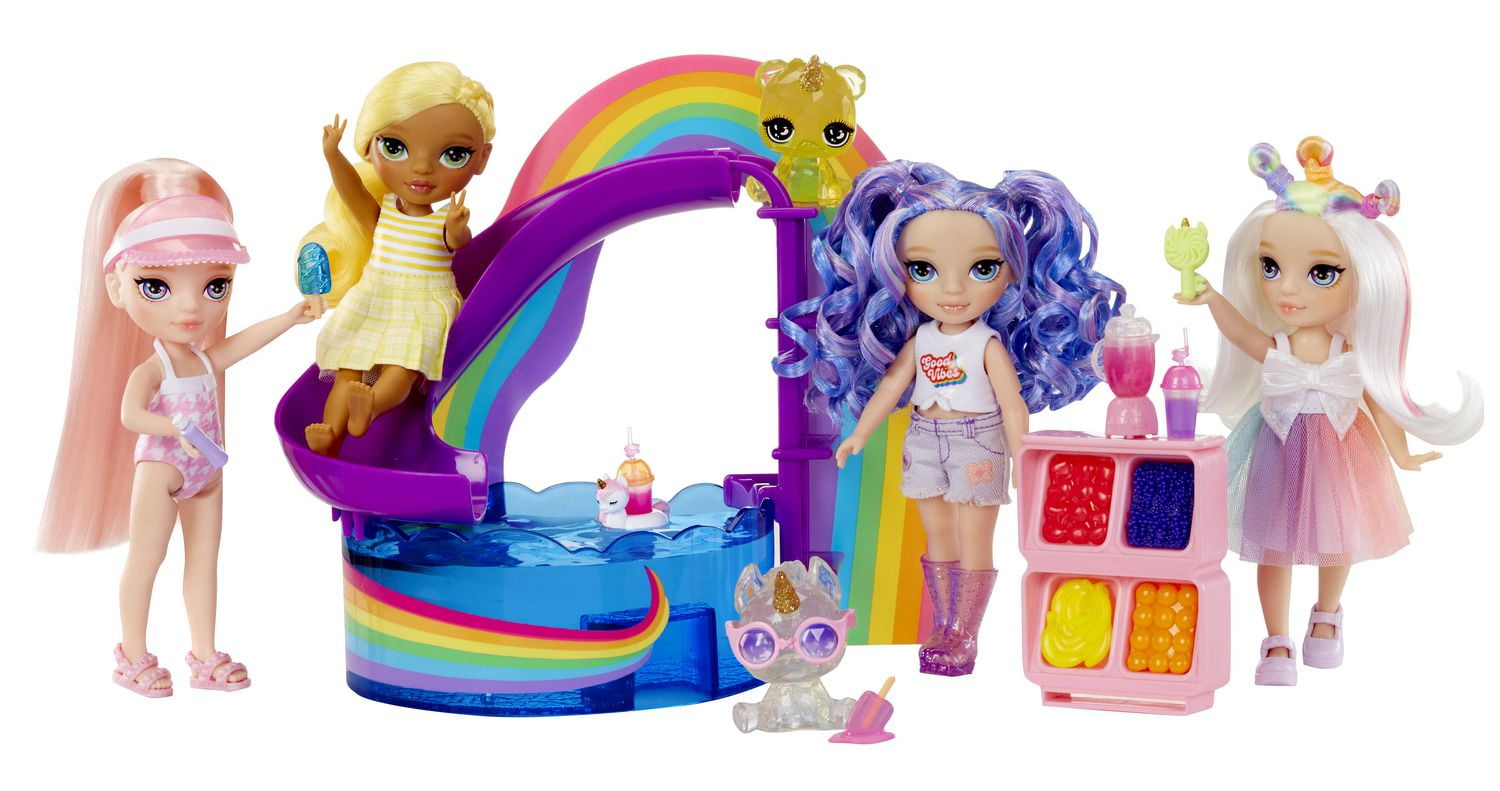 Rainbow High Littles Pool Day Playset + Small Doll (Pink 5.5”)