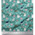 thumbnail image 1 of Soimoi Silk Fabric Heart,Footprint & Cat Animal Printed Fabric 1 Yard 42 Inch Wide, 1 of 3