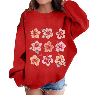 Aocisk Girls Sweater Hooded Pullover Top For Toddler Kids Casual Wear Red 5-6 Years