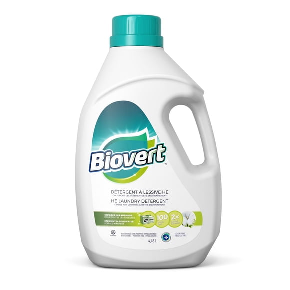 BIOVERT Coton Frais Détergent à Lessive HE Certifié Ecologo, 4.43 Litres, 100 Brassées