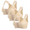 thumbnail image 1 of Yuyuzo 3PC Plus Size Front Closures Bras for Women Back Support Full Coverage Bras Wireless Push up Everyday Bras, 1 of 6