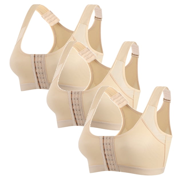 Yuyuzo 3PC Plus Size Front Closures Bras for Women Back Support Full Coverage Bras Wireless Push up Everyday Bras
