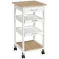 thumbnail image 1 of HOMCOM Slim Kitchen Island Rolling Trolley with Drawer and wheels, White, 1 of 10