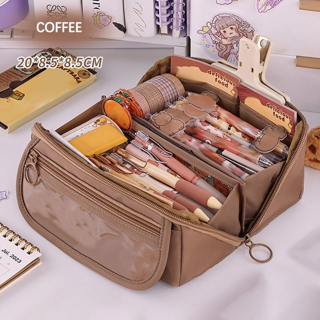 Fiudx Japanese and Korean Style Multi-Layer Cloth Pencil Case Student Stationery Storage Box Pencil Case Crossborder Pen Container