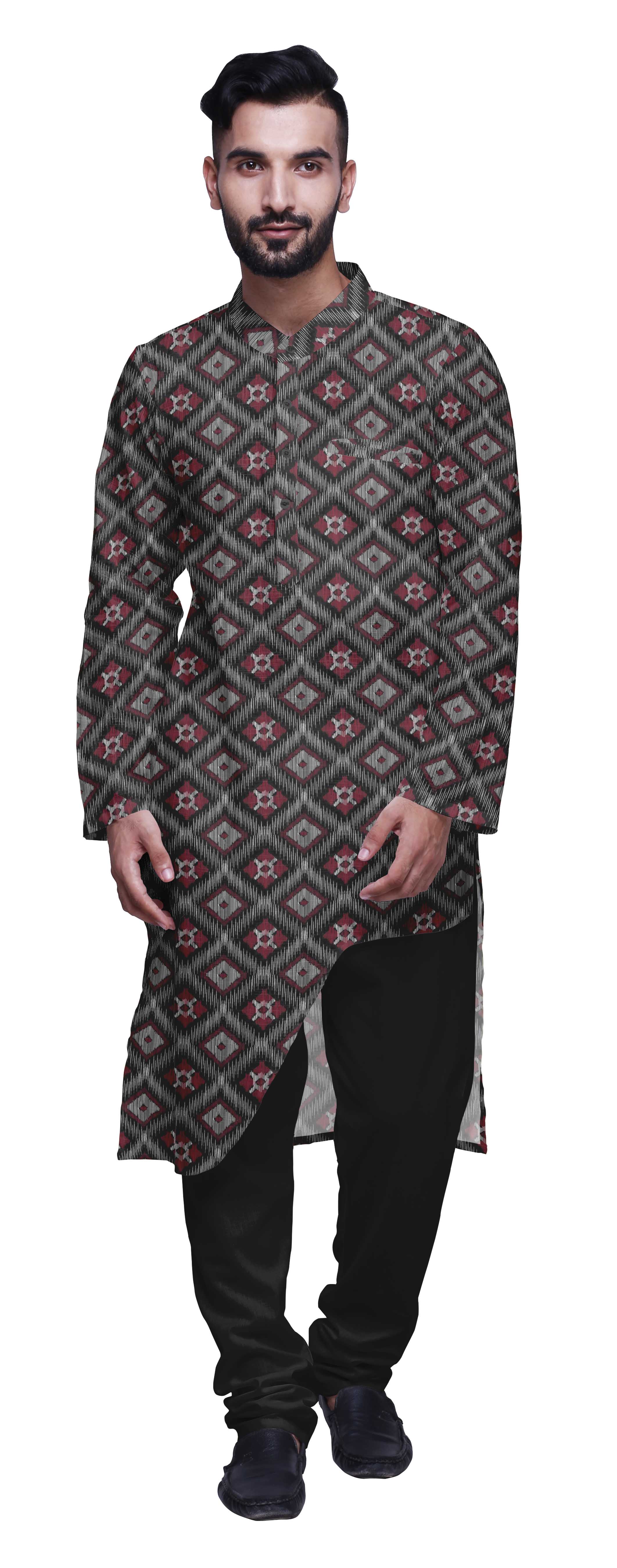 Atasi Printed Ethnic Kurta Pajama Set Summer Party Wear Kurta Pyjama For Men