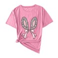 thumbnail image 1 of Plebaso T-Shirts Graphiques de Pâques pour Femmes à Manches Courtes, T-Shirts Imprimés pour Femmes, Décontractés, Amples, d'Extérieur, Hauts Basiques, 1 of 4