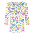 thumbnail image 4 of UPPADA T-Shirts de Pâques pour Femmes Bunny Lapin Oeuf Imprimé T-Shirts Manches 3/4 Col Rond T-Shirts d'Été Décontractés Mignons T-Shirts Graphiques Chandail Confortable Haut Vert,TTG, 4 of 5