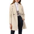 thumbnail image 1 of Allegra K Women's Double Breasted Lapel Raglan Long Sleeve Mid Length Overcoat M Cream White, 1 of 8