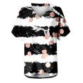 thumbnail image 4 of Débardeurs Grande Taille pour Femmes Col Rond Imprimé T-Shirts Manches Courtes Blouse Ample Col en V T-Shirt Femmes en Solde, 4 of 5
