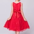 thumbnail image 4 of PMVFHDE Liquidation Robe de Fête Robe pour Enfants Grande Robe Sans Manches en Dentelle pour Enfants Robe de Mariage pour Filles Robe de Demoiselle d'Honneur, Rouge, 9-10 Ans, 4 of 6
