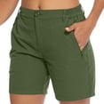 thumbnail image 1 of Olyvenn Shorts de Randonnée pour Femmes avec Poches à Glissière, Été, Décontractés, Légers, Shorts Athlétiques, Course en Plein Air, Entraînement, Vert Armée, G, 1 of 8
