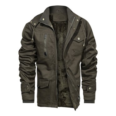 Pisexur Mens Winter Jacket Men Long Sleeve Hooded Zipper Solid Pockets Casual Warm Winter Outwear Mens Winter Coat Windbreaker Jacket Warming Jacket