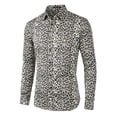 thumbnail image 1 of INSPIRE CHIC Men's Vintage Leopard Printed Button Down Long Sleeve Cotton Shirt M Brown, 1 of 7