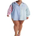thumbnail image 4 of Ensemble d'Été Deux Pièces pour Femmes Chemise Rayée à Manches Longues et Shorts, 4 of 5