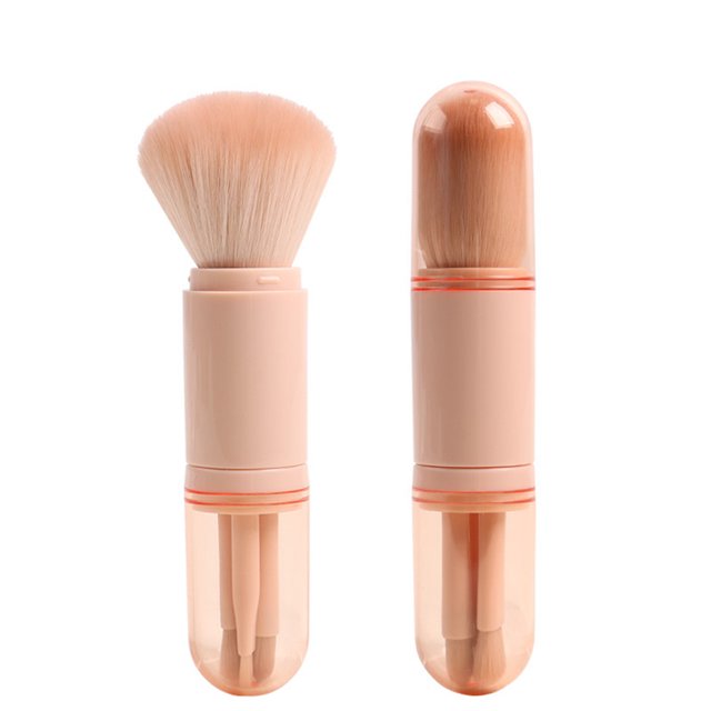 Retractable Makeup Brush Set, 4 In 1 Portable Mini Facial Cosmetic Brushes For Easy Application, Travel, And Gifting
