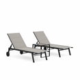 thumbnail image 1 of Garvee Lot de 2 Chaises Longues d'Extérieur, avec 1 Table d'Appoint, Dossier à 5 Niveaux, Brun, 1 of 7