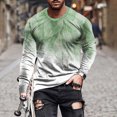 thumbnail image 1 of TIMIFIS Men's Long Sleeve Cotton T-Shirt Graphic Printed Shirts Tops-GreenFall, 1 of 5