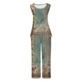 thumbnail image 4 of Mikilon Ensemble Élégant pour Femmes 2 Pcs Débardeur Imprimé Décontracté Sans Manches Col Rond Vert Armée S, 4 of 5