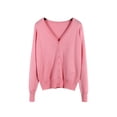 thumbnail image 4 of Innerwin Cardigan Sweater V Neck Ladies Coat Fall Solid Color Loose Outwear Pink L, 4 of 5