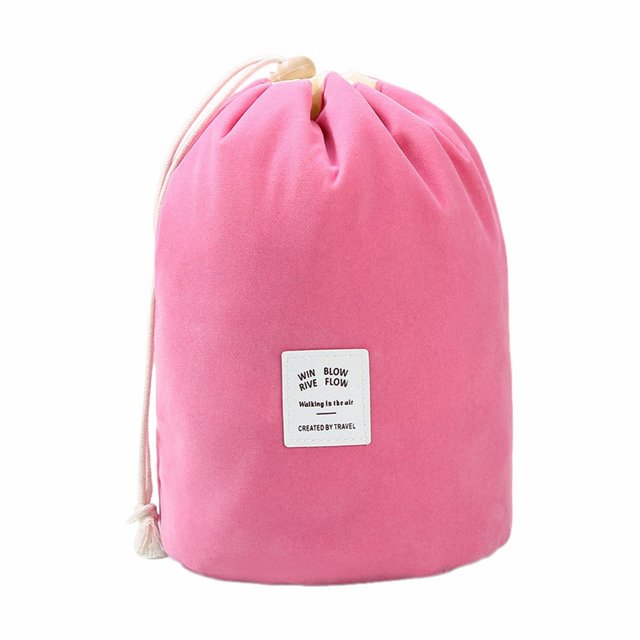 WIFKLSIIPG Sac Cosmétique Cylindre en Flanelle avec Cordon de Serrage Sac de Rangement de Voyage