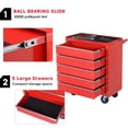 thumbnail image 4 of HOMCOM Coffre à Outils à Roulettes à 5 Tiroirs, Boîte à Outils Mobile Verrouillable, Organisateur de Rangement avec Poignée pour Atelier, Mécaniciens, Garage, Rouge, 4 of 9