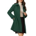 thumbnail image 4 of INSPIRE CHIC Manteau Long d'Hiver pour Femme à Col Peter Pan, à Simple Boutonnage, Uni Vert Foncé TP, 4 of 5
