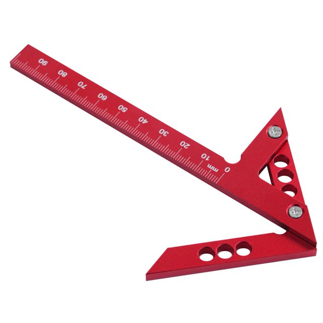 45/90 Degree Right Ruler Spindle Lathe Metal Turning Woodworking Aluminum Alloy Scribe Square Measuring Tool Carpenter Accessory for Metal Workers and DIY Enthusiasts